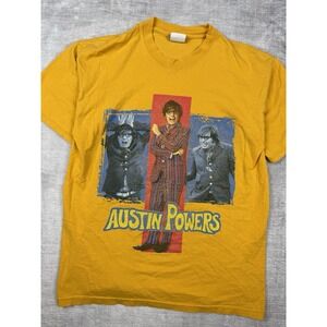 Vintage Austin Powers Shirt Men's Medium Yellow Y2K 2002‎ Movie Promo Graphic